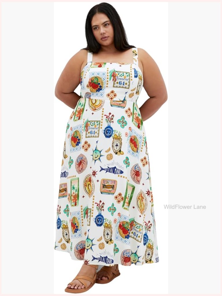 Plus Size Maxi Dress With Pockets - A-Line Square Neck